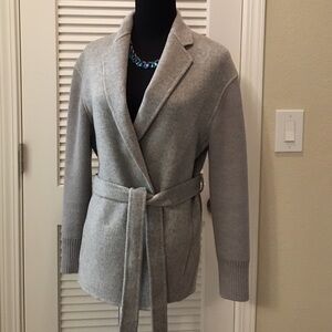 Vince Light Gray Wrap Blazer with Belt